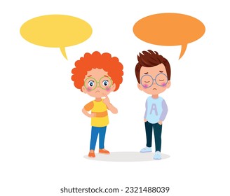 Niños hablando con una burbuja de habla.