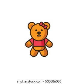 Kids Teddy Girl Toy Vector Logo Design Element