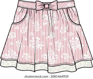 KIDS AND TEENS GIRLS BOTTOM WEAR SKIRT VECTOR ILLUSTRATION