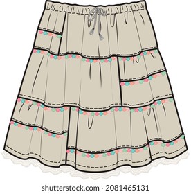 KIDS AND TEENS GIRLS BOTTOM WEAR SKIRT VECTOR ILLUSTRATION