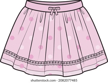 KIDS AND TEENS GIRLS BOTTOM WEAR SKIRT VECTOR ILLUSTRATION