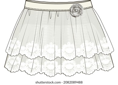 KIDS AND TEENS GIRLS BOTTOM WEAR SKIRT VECTOR ILLUSTRATION