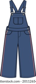 KIDS AND TEENS UNISEX WEAR DENIM JEANS DUNGAREE PINAFORE DRESS JUMPSUIT VECTOR ILLUSTRATION