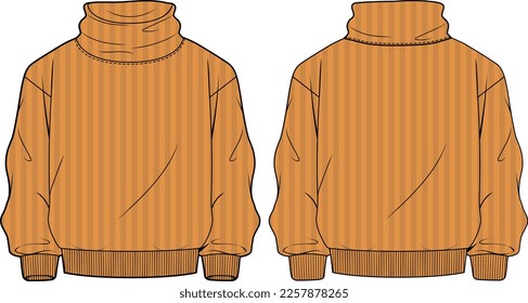 KIDS AND TEENS WEAR MOCK NECK SWEATER FRONT AND BACK VECTOR DESIGN