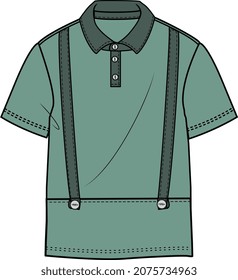 KIDS AND TEENS WEAR SHIRTSWITH SUSPENDER VECTOR ILLUSTRATION