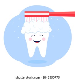 Kids Teeth Brushing Cute Vector Illustration Stock Vector (Royalty Free ...