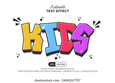 Kids Text Effect 3D Colorful Comic Style. Editable Text Effect.