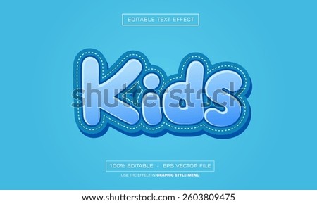 Kids text effect with blue style