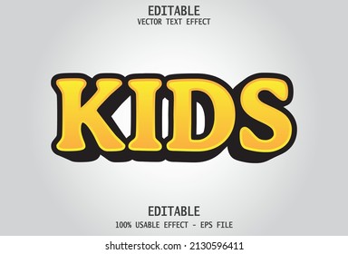 kids text effect editable white background.