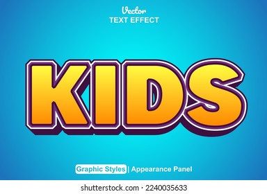 kids text effect with graphic style and editable.