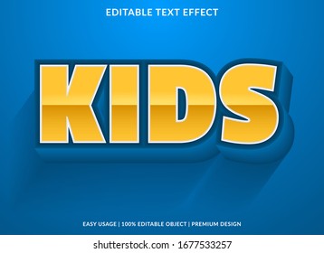 kids text effect template with 3d style and bold font concept use for brand label and logotype sticker