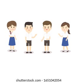 Kids in Thai Students Uniform Vector