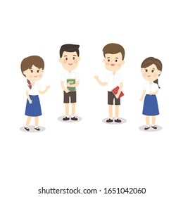 Niños en vector uniforme de estudiantes tailandeses