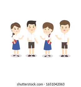 Kids in Thai Students Uniform Vector