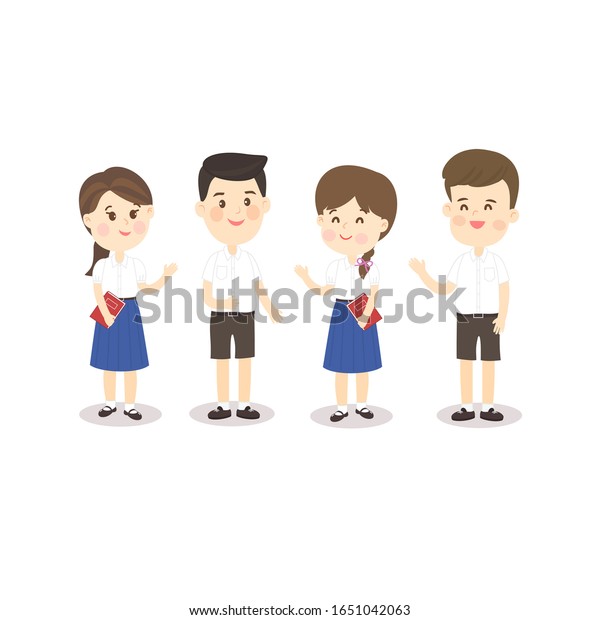 Kids Thai Students Uniform Vector Stock Vector (Royalty Free) 1651042063