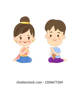 Kids in Thai Traditional Dress vector