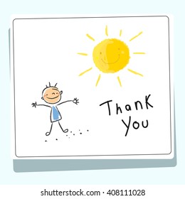 Kids Thank You Card Vector Illustration Stock Vector (royalty Free 