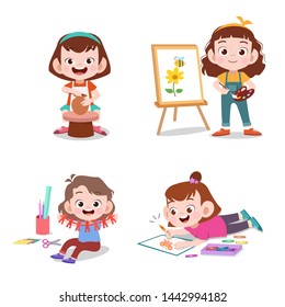 niños con sus aficiones ilustraciones vectoriales