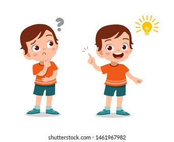 kids thinking idea vector illustration