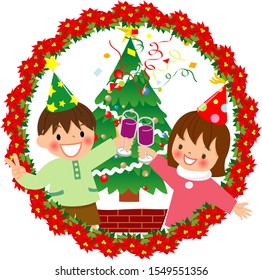 Kids toasting at a Christmas party