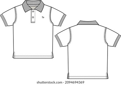 KIDS TODDLER AND INFANT WEAR SHIRT FRONT AND BACK FLAT SKETCH VECTOR