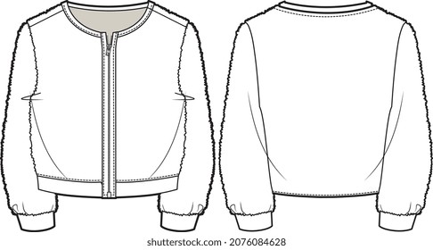 KIDS AND TODDLER SWEAT TOPS WITH CENTER ZIP VECTOR