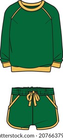 KIDS AND TODDLER WEAR TEE AND SHORT COORDINATED SET VECTOR
