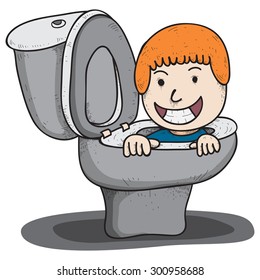 kids in the toilet hole