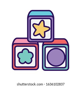 kids toy, blocks building game star ball on white background vector illustration