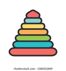 kids toy, colorful pyramid rubber on white background vector illustration