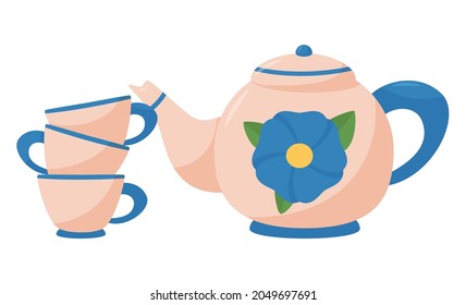 kids toy cute tea set isolated vector illustration