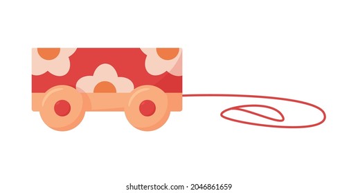 kids toy cute waggon isolated vector illustration