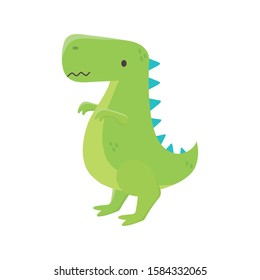 kids toy, green dinosaur animal icon on white background vector illustration