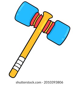 Kinderspielzeug-Hammer. Cartoon Emoticon. doodle-Symbol-Zeichnung, Vektorgrafik