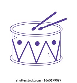 kids toy music drum with sticks icon design white background icon design white background vector illustration line style