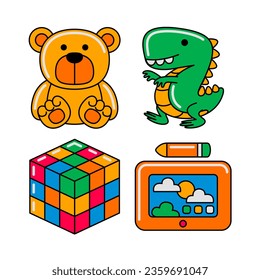 kids toy objects vector illustrations set