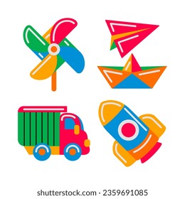 kids toy objects vector illustrations set