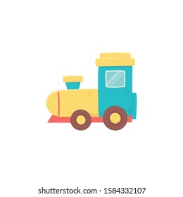 kids toy, plastic train wagon object icon on white background vector illustration