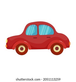 Kids toy
red car. Cartoon vector graphics.