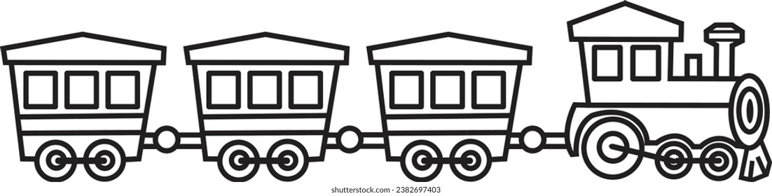 Kids toy train graphic isolated on white background