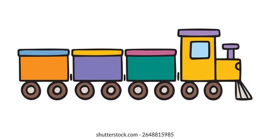 kids toy train icon doodle hand drawn. colorful cartoon line drawing clipart symbol. Vector illustration