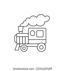 Dibujo de la página del tren de juguetes para niños de color simple aislado en ilustración de fondo blanco