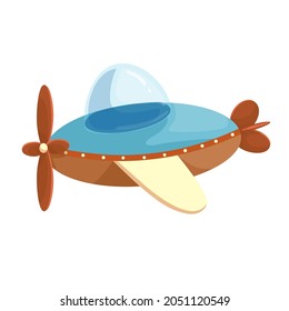 Kids toy
vintage airplane. Cartoon vector graphics.