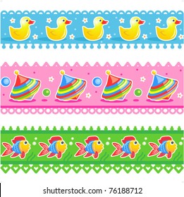 Kids toys borders vector seamless patterns ( for high res JPEG or TIFF see image 76188709 )