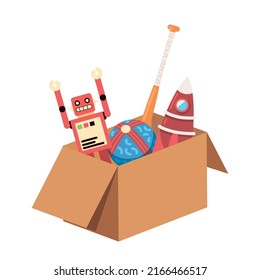 kids toys box icon isolated