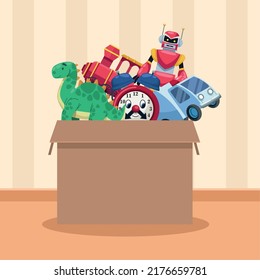 kids toys in box icons