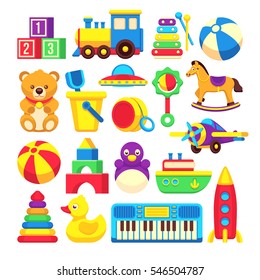 Kids Toys Cartoon Vector Icons Collection.