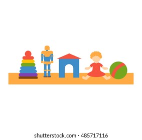Kids toys collection isolated on white background