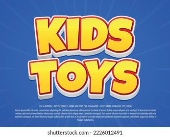 Kids toys editable text effect template with 3d style use for logo and business brand