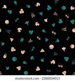 Kids toys freehand drawings doodle seamless pattern. Hand drawn toys design elements background. Vector illustration.